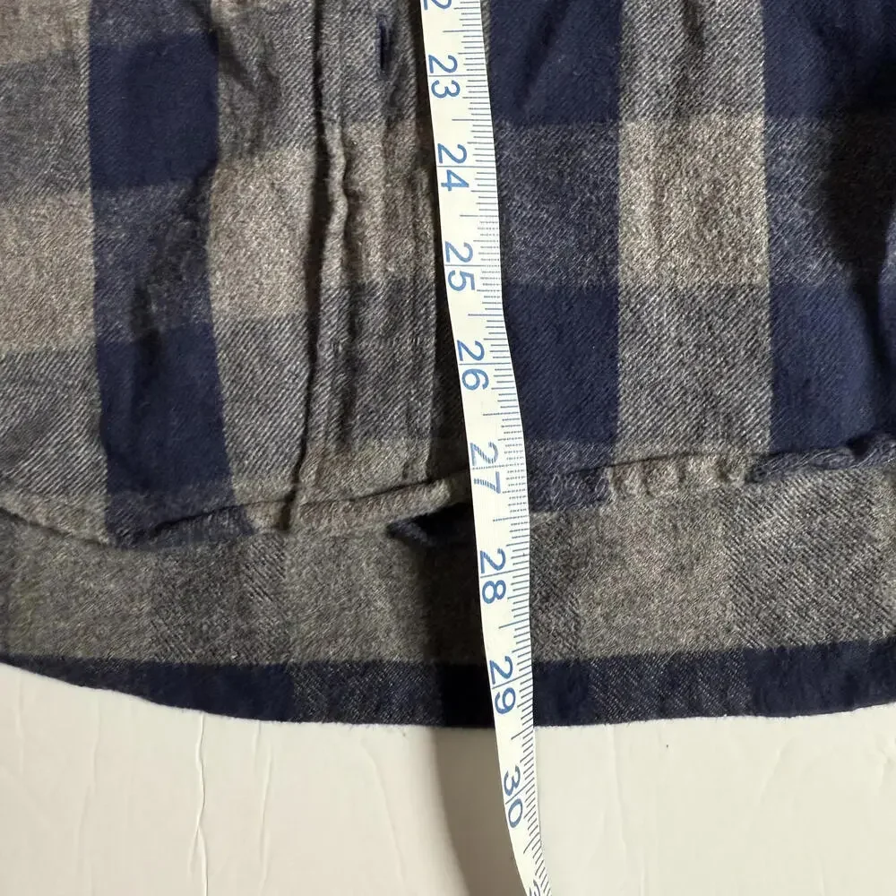 J. Crew Midweight Flannel Blue/Beige Plaid Men's Size M Grunge‎ Y2K Preppy